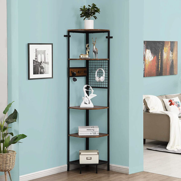 17 Stories Pazit 75'' H x 22.44'' W Metal Corner Bookcase Wayfair